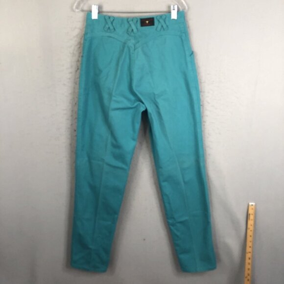 Vintage Jewells Classic Bottoms Jeans Jrs 11 Green Bareback Western High Waist - Picture 3 of 16